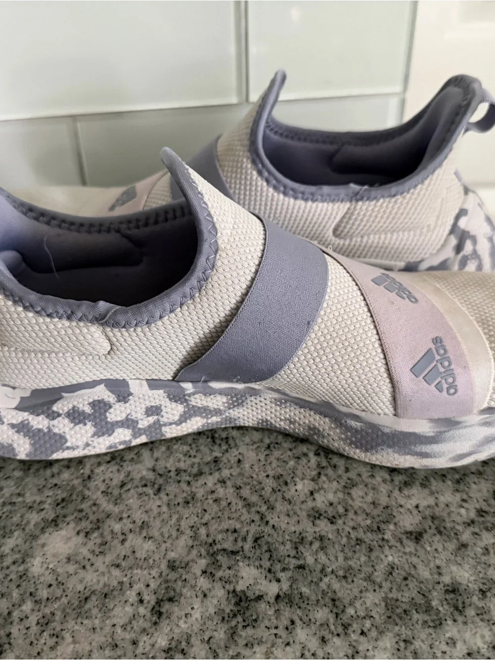 adidas Casual Knit Slip-Ons in Gray & Lavender